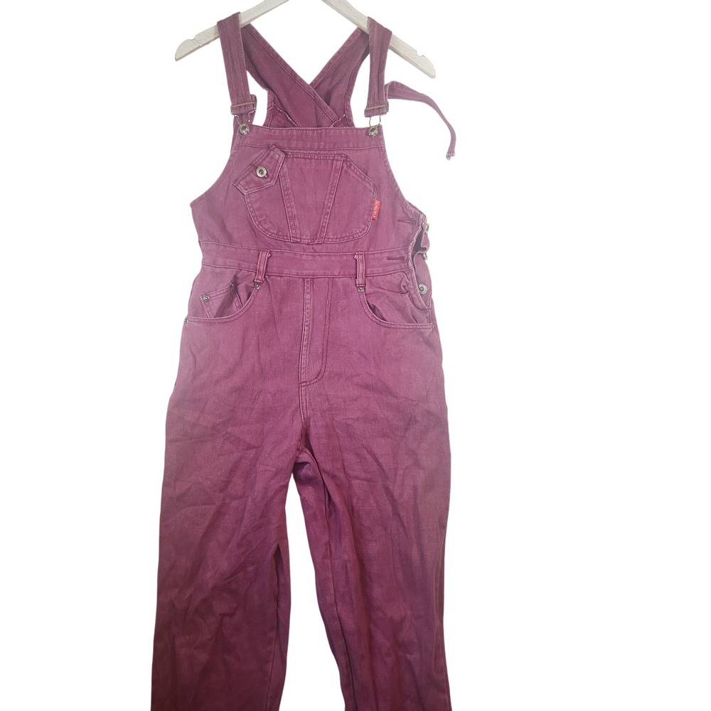 Vintage Purple Denim Overalls Cotton Bib Dungarees Plum Medium - Picture 4 of 6